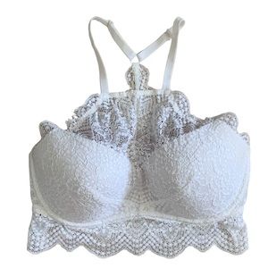 Victorias Secret PINK Lace Padded Push Up Halter Bralette Bra Size Small